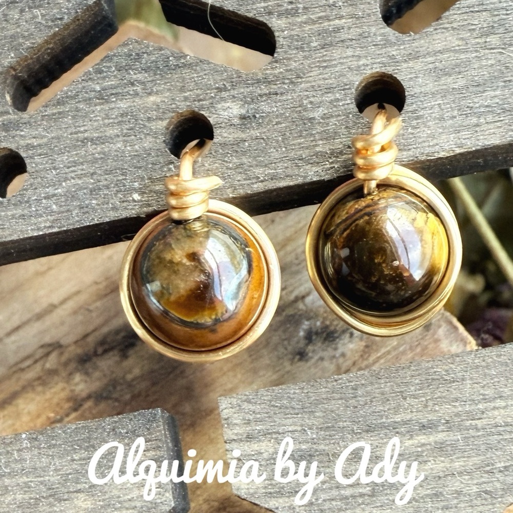 SUMMER HALO + Gold stud tiger’s eye earrings